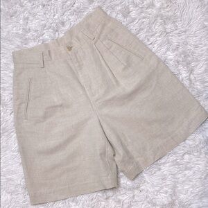 Vintage Liz Claiborne linen Tan Bermuda Shorts Classic Tailored Design